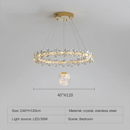 DecorBites™ Gold Crystal Spiral Chandelier LED Pendant Lights for Home Decoration