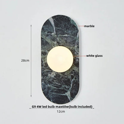 DecorBites™ Glass Globe LED Wall Lamp: Modern Nordic Stone Bathroom Mirror Light