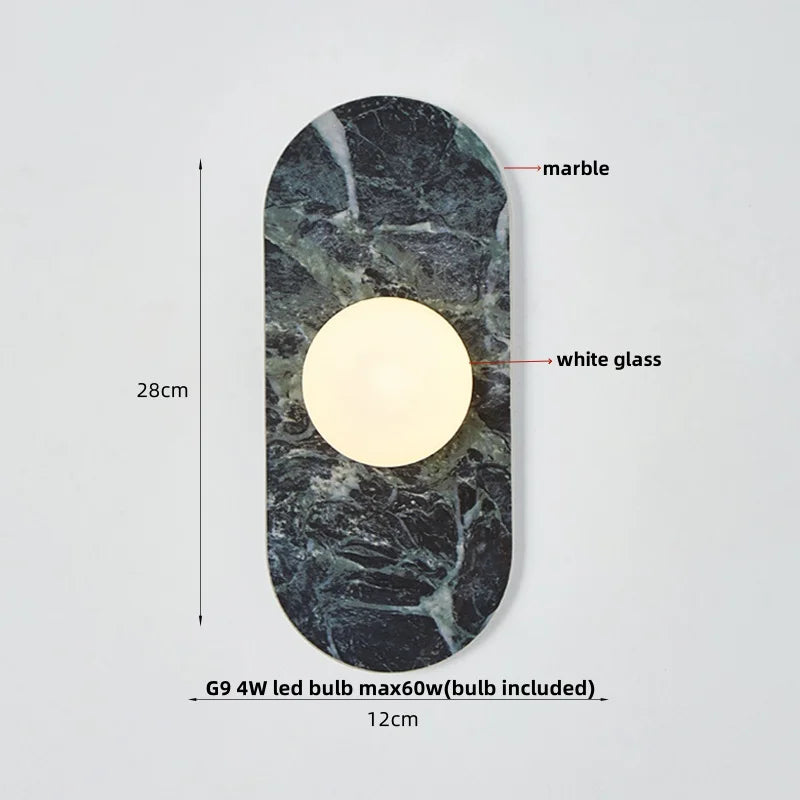DecorBites™ Glass Globe LED Wall Lamp Nordic Modern Stone Bathroom Mirror Light