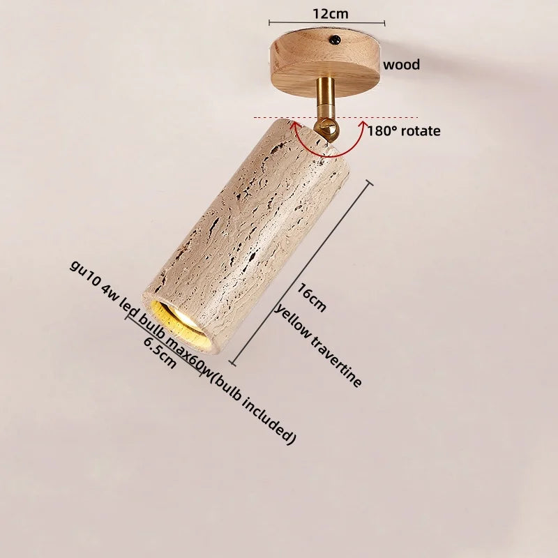 DecorBites™ LED Ceiling Lamp Natural Yellow Travertine Walnut Wood Ceiling Lights