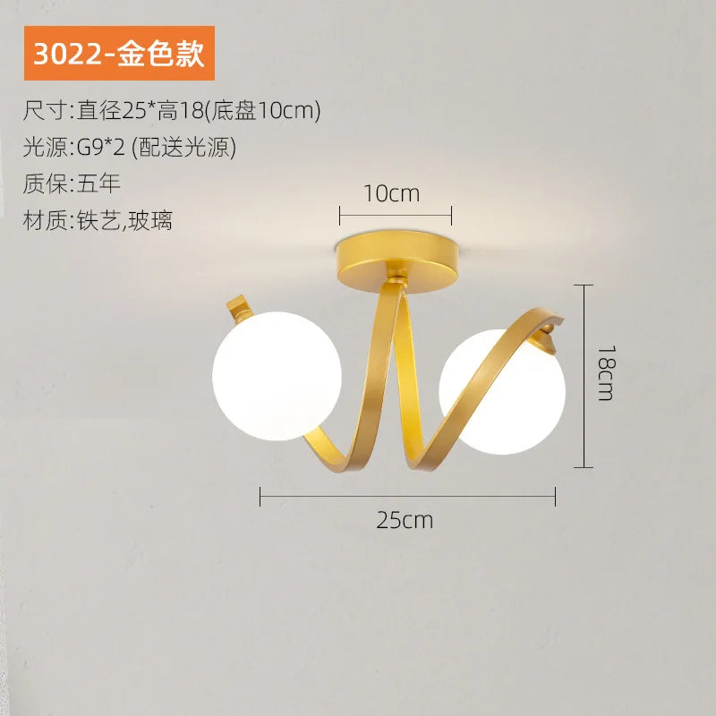 DecorBites™ Black Gold Glass Ceiling Light: Modern Minimalist Indoor Lighting for Entryway Balcony