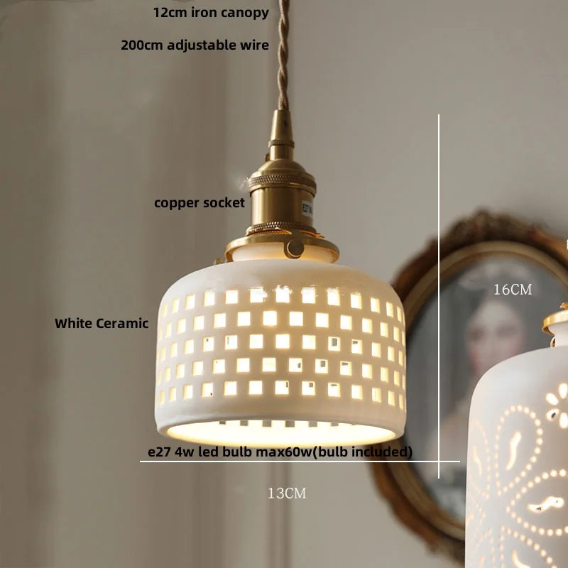 DecorBites™ Japan Style Wood LED Pendant Light Fixture Clear Glass Adjustable Hanging Lamp