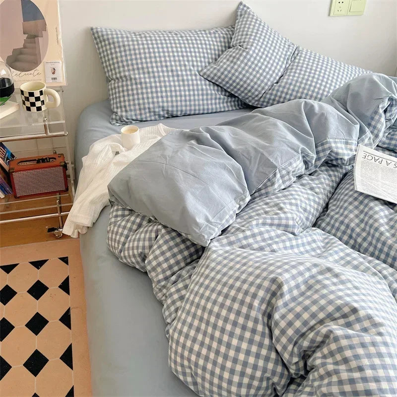 ™ Japanese Style Cotton Printed 4Pcs Bedding Set with Double-Sided Design