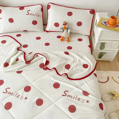 DecorBites™ Double-Sided Cool Comforter Set: Ice Silk Duvet, Fitted Sheet, Pillowcase