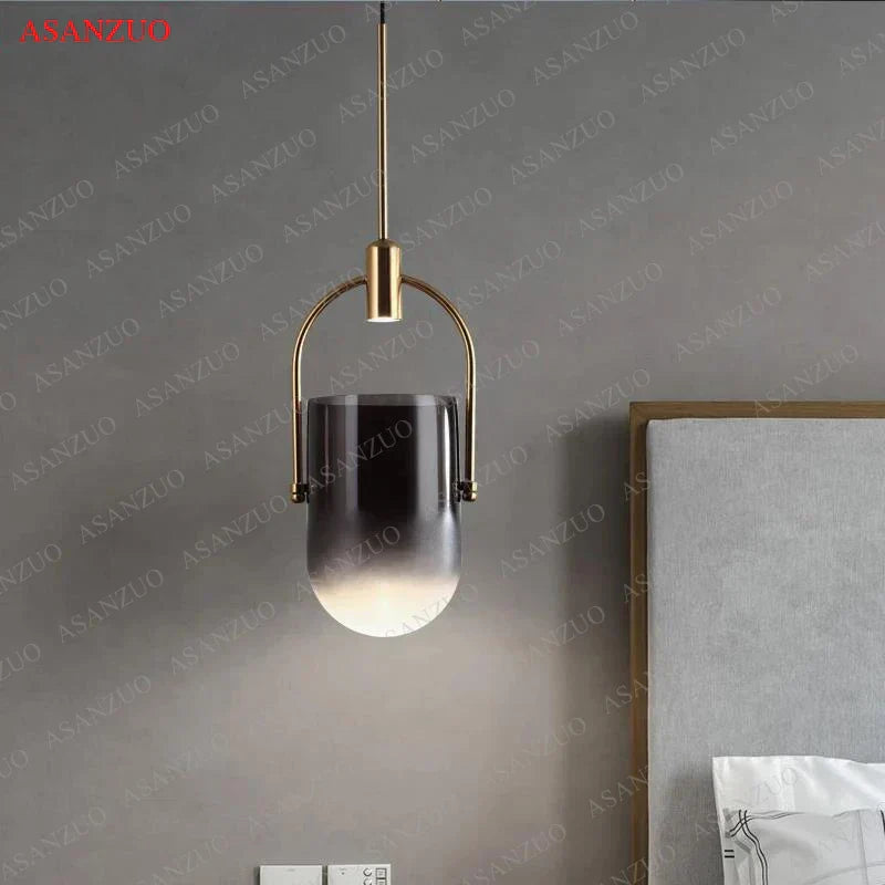™ Gradient Glass Pendant Light: Modern Nordic Hanging Fixture for Bedside Living Dining Decor