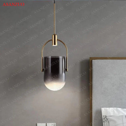 ™ Gradient Glass Pendant Light: Modern Nordic Hanging Fixture for Bedside Living Dining Decor