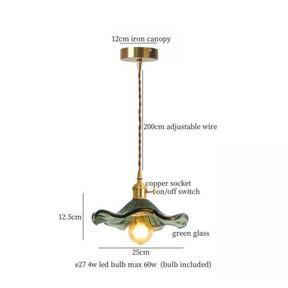 DecorBites™ Lotus Leaf Glass LED Pendant Light - Japanese Style Loft Bar Living Dining Bedroom