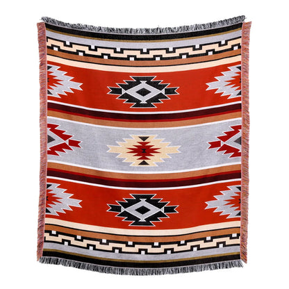 DecorBites™ Beach Blanket Sofa Cover - American Country Plaid Blanket - Cotton Tassel Throw Tapestry