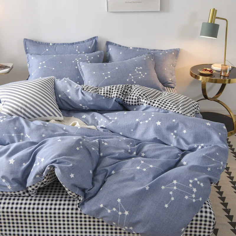 DecorBites™ Cotton Printed Bedding Set: Thick & Cozy Single Bedclothes for Adults & Kids