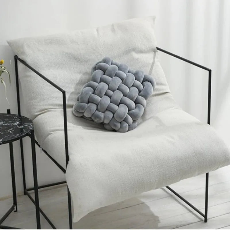 ™ Knot Square Pillows: Handmade Decor for Living Room, Bedroom, Office in Grey