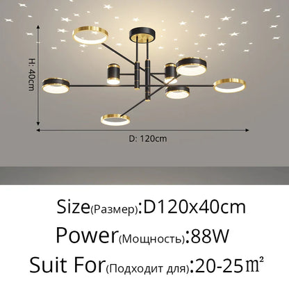 DecorBites™ LED Chandelier: Modern Smart Remote Ceiling Light for Living Room Bedroom Dining Kitchen