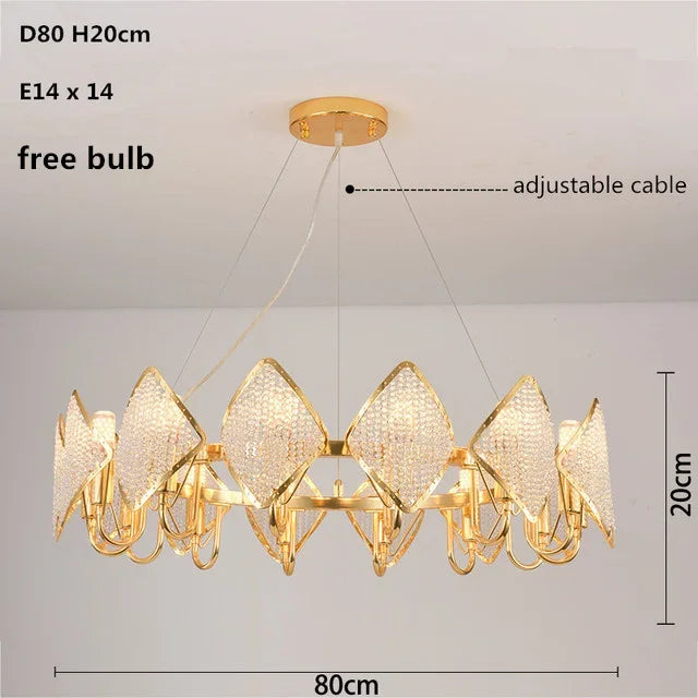 DecorBites™ Crystal Chandelier Pendant Light: Elegant Modern Luxury for Living Room Decor