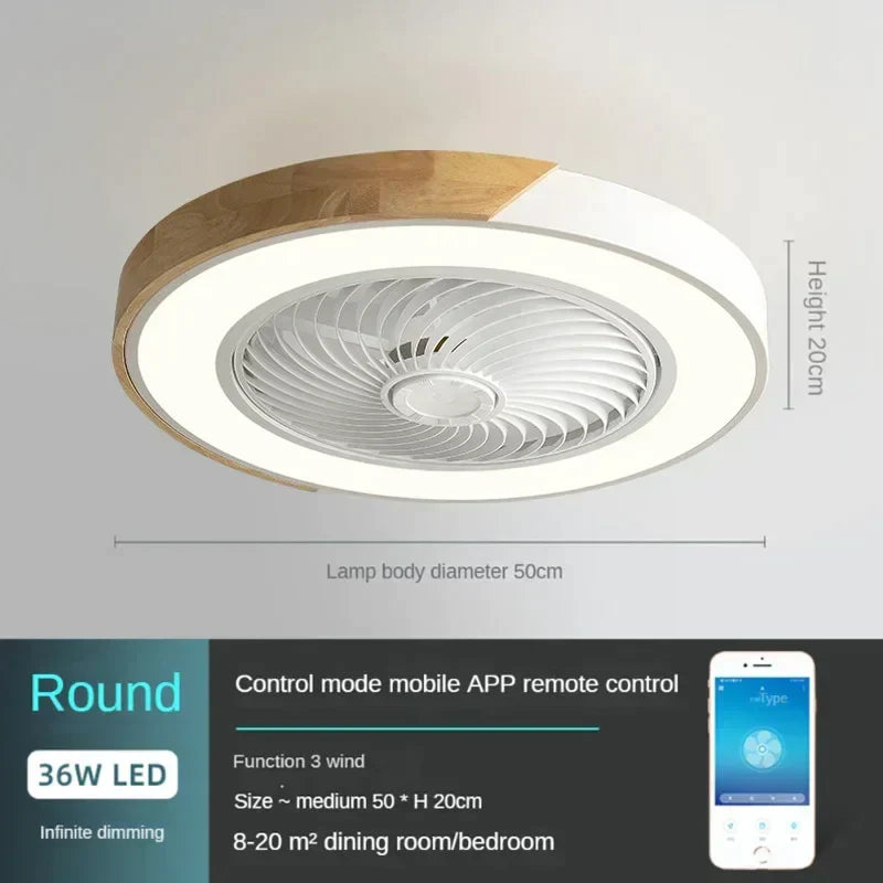 DecorBites™ Low Profile Wood Ceiling Fan Light with Remote Control LED Indoor Air Circulator