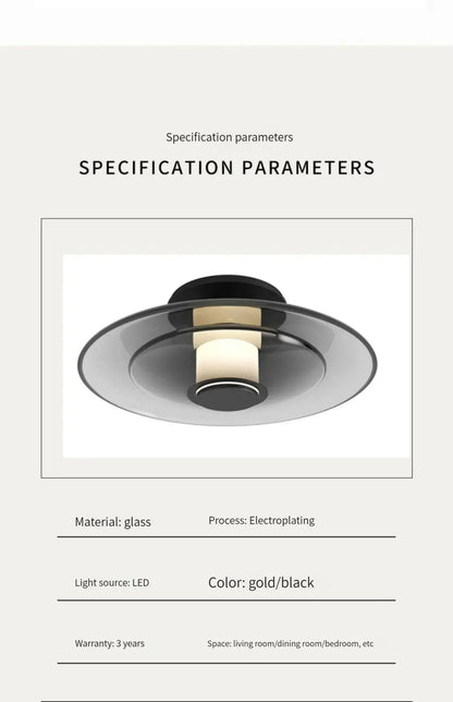 DecorBites™ Amber Glass Disc Wall Lamp: Modern Minimalist LED Sconce Lighting Fixture