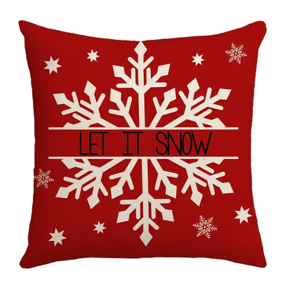 DecorBites™ Christmas Elk Pillowcase 45x45cm Farmhouse Red Letter Design