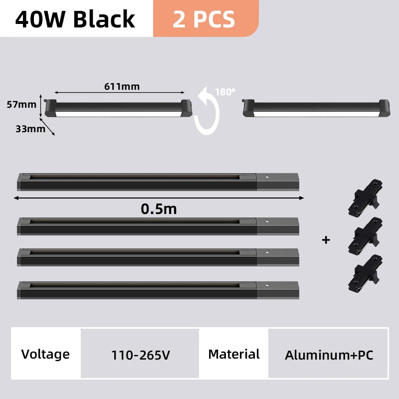 DecorBites™ LED Track Light Set: Rail Track Lamp, Floodlight, Chandelier for Home Decor.