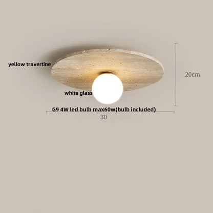 DecorBites™ Glass Ball LED Ceiling Light, Japan Style, Yellow Travertine, Restaurant Reading Décor