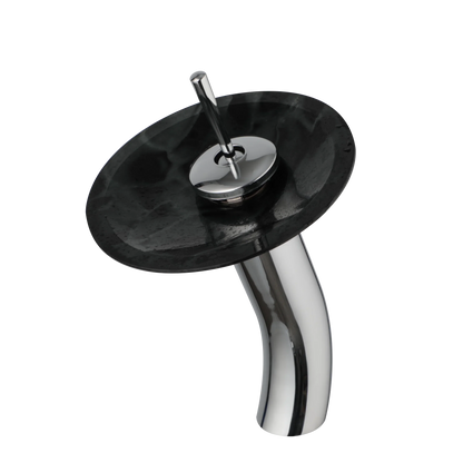 DecorBites™ Glass Rocker Handle Basin Faucet, Waterfall Mixer Taps, Chrome Finish