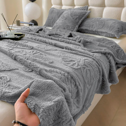 ™ Luxe Chiffon Butterfly Jacquard Throw: Soft & Cozy Blanket for Couch or Bed