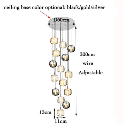 DecorBites™ Crystal LED Chandelier: Modern Staircase Pendant Light for Stylish Home Decor