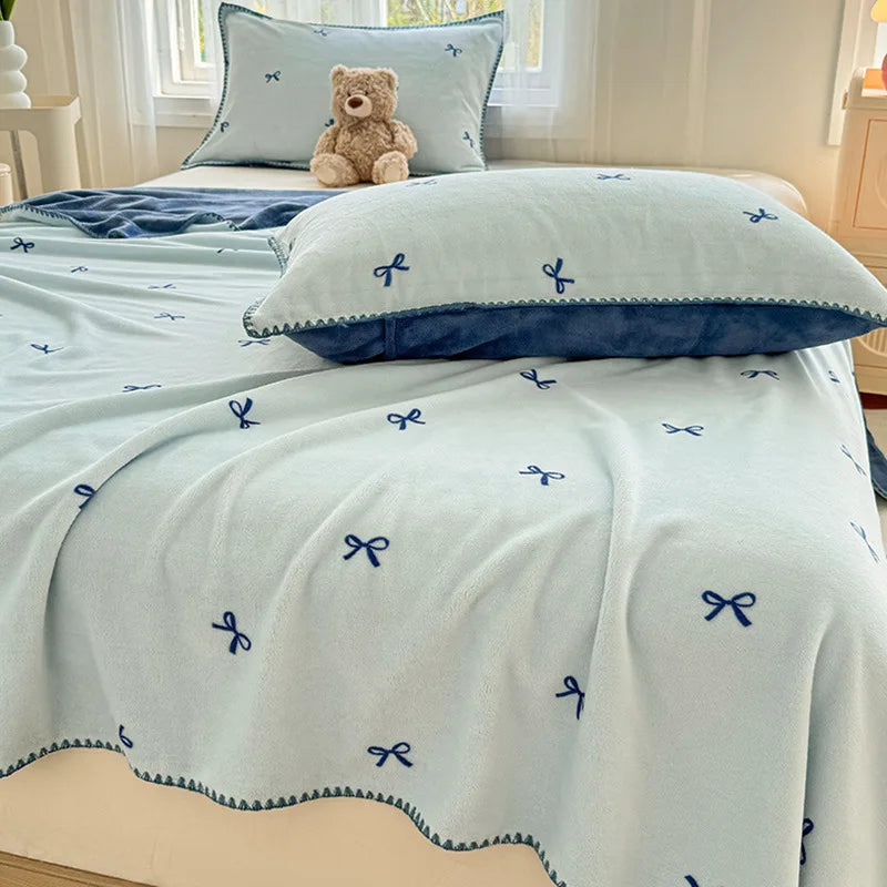 DecorBites™ Cozy Coral Fleece Blanket: Perfect for Dorm, Home, or Sofa