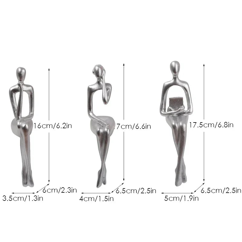 DecorBites™ Abstract Figurines Set of 3 - Modern Art Sculpture for Home and Office