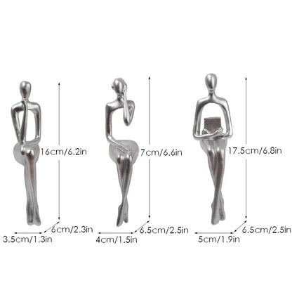 DecorBites™ Abstract Figurines Set of 3 - Modern Art Sculpture for Home and Office