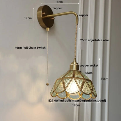 DecorBites™ Amber Glass LED Wall Light Modern Nordic Bedroom Reading Lamp