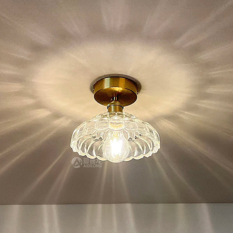 DecorBites™ Amber Glass LED Ceiling Lamp Nordic Modern Simple Indoor Lighting