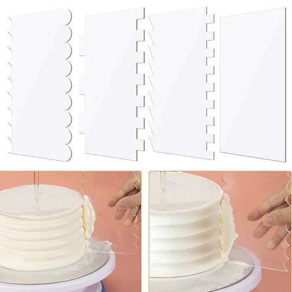 DecorBites™ Cake Cream Scrapers: Saw Tooth Smoother Contour Pastry Dessert Baking Tools