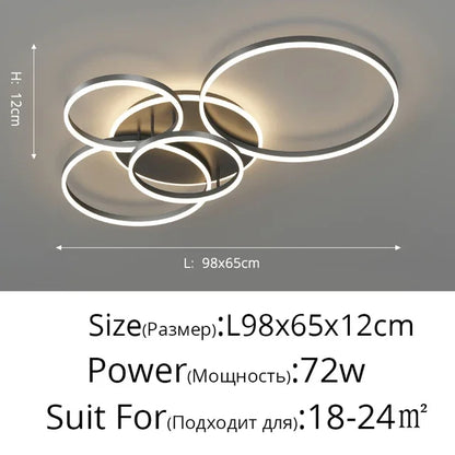 DecorBites™ LED Round Ceiling Chandelier for Modern Living Room, Bedroom, Restaurant - Circle Rings Lighting Fixture