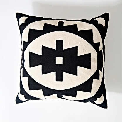DecorBites™ Geometric Embroidery Cushion Cover 45x45cm Black Grey Soft Cozy for Home Decor