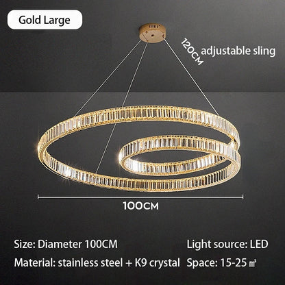 DecorBites™ Crystal Chandelier LED Light Fixture, Luxury Decor Hanging Lamp, Modern Home Lighting