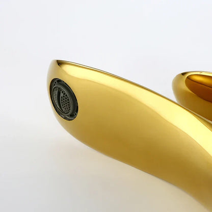 DecorBites™ Gold Basin Mixer Tap High Golden Waterfall Faucet for Washbasin and Toilet