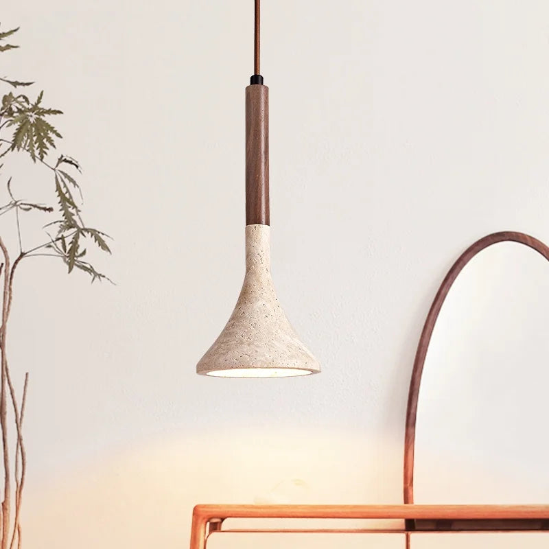 DecorBites™ LED Pendant Light Yellow Travertine Modern Hanging Lampara