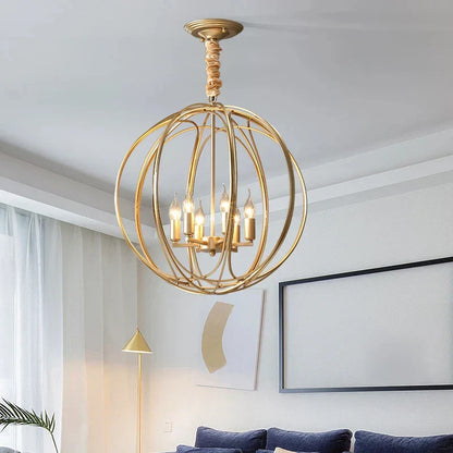 DecorBites™ Gold Crystal Chandelier Ring Ball Ceiling Light