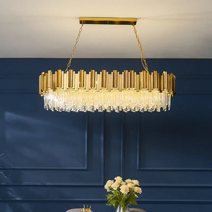 DecorBites™ Gold Crystal LED Pendant Lights for Dining Room - Stunning Indoor Suspension Fixtures