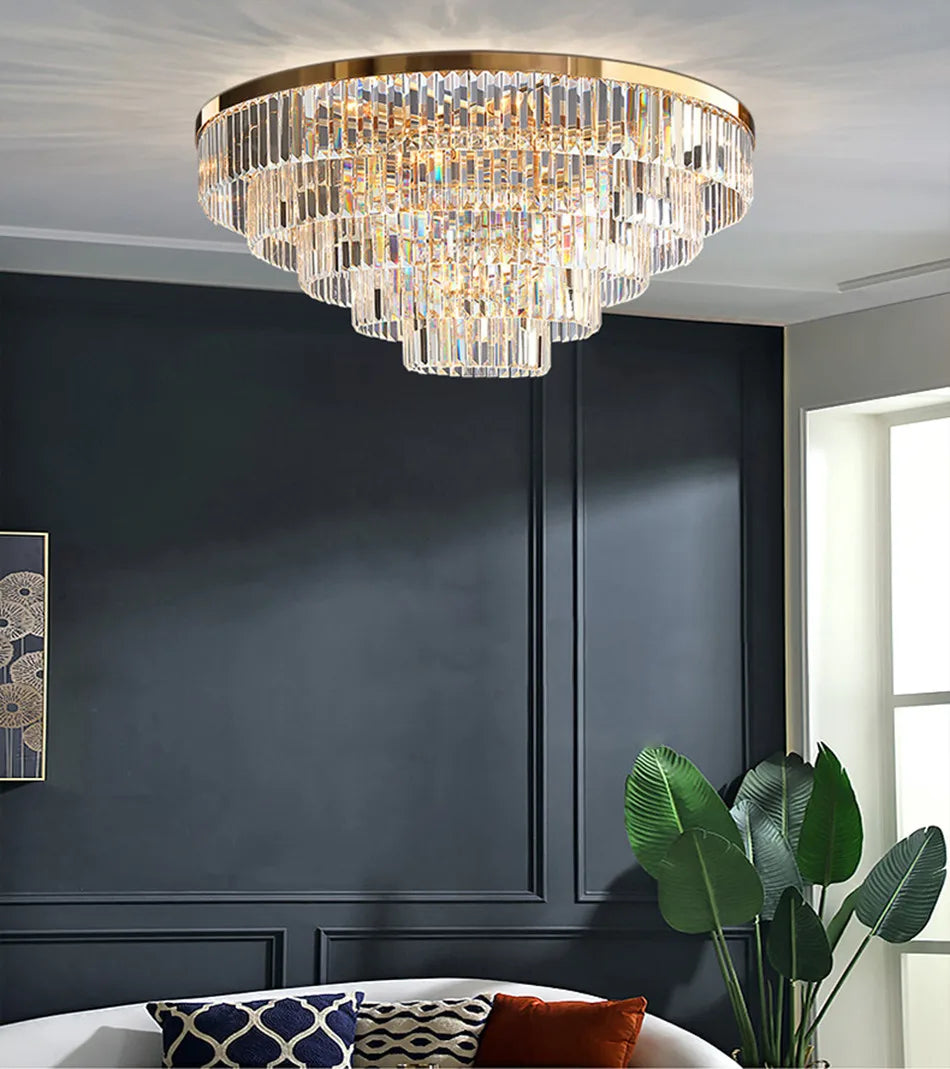 DecorBites™ Gold LED Crystal Ceiling Light: Luxury Home Decor Fixture