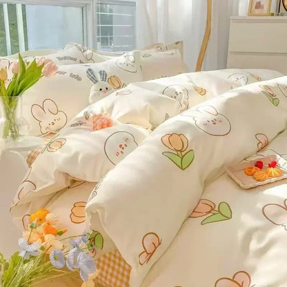 DecorBites™ Cartoon Print Polyester Bedding Set Full Size Soft Duvet Cover Set