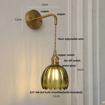DecorBites™ Glass Adjustable LED Wall Lamp with Pull Chain Switch, Modern Nordic Design