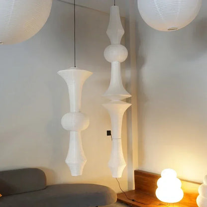 DecorBites™ Japanese Cotton Paper Pendant Lamp Wabi Sabi Chandelier with E27 Bulb