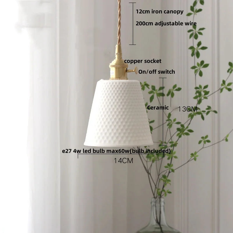 DecorBites™ Ceramic LED Pendant Light Fixture for Home Decor Minimalism Hanging Lamp