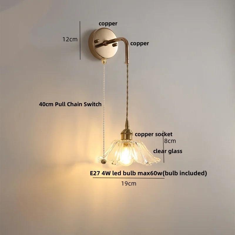 DecorBites™ Clear Glass LED Wall Light | Modern Adjustable Nordic Copper Lamp Fixtures