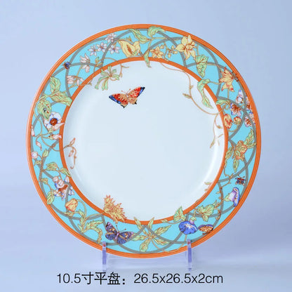 DecorBites™ Bone China Dinnerware Set: Plate, Tea Cup, Saucer, Tray, Coffeeware, Kitchen dining