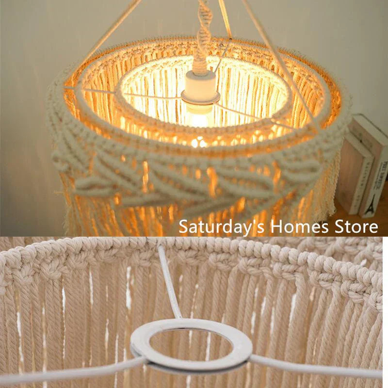 DecorBites™ Boho Macrame Ceiling Pendant Light Cover for Home Bedroom Chandeliers