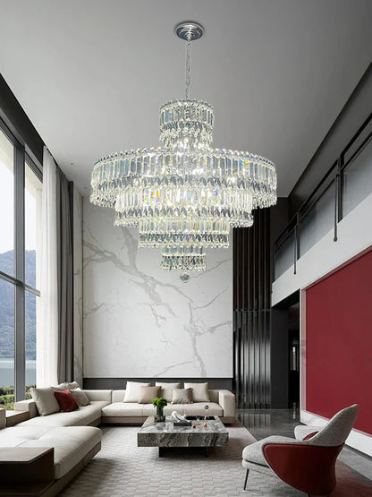 ™ Large Crystal Chandelier Chrome Hanging Lamp for Dining Room Decor