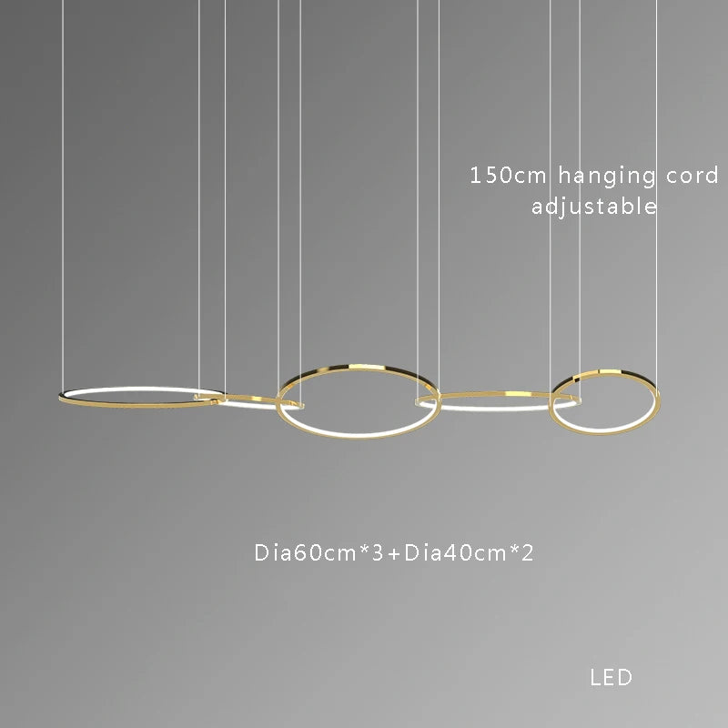 DecorBites™ Gold Stainless Steel Circles Pendant Lights for Dining Room Home Decor