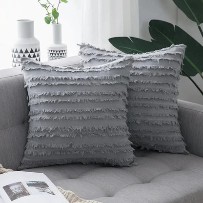DecorBites™ Boho Chic Tassel Striped Pillow Covers for Home Decor