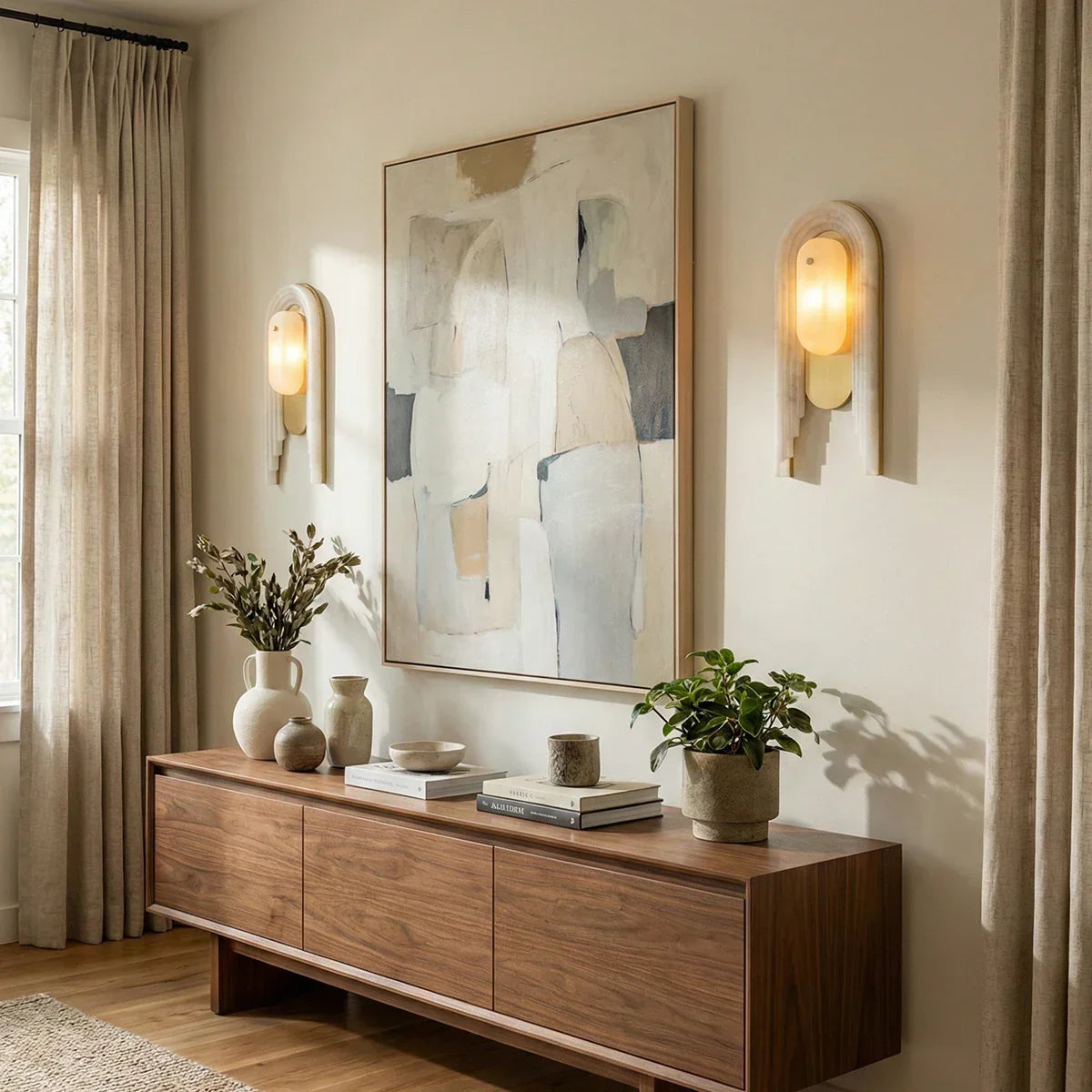 Alabaster Stacked Oval Wall Sconce