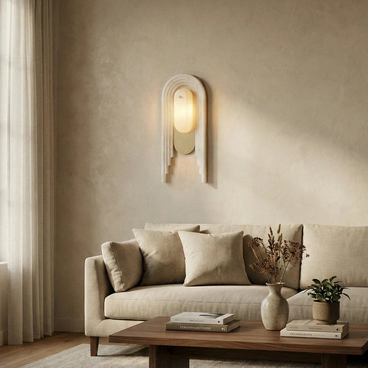 Alabaster Stacked Oval Wall Sconce